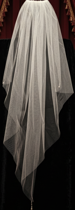 Vintage pearl and crystal beaded veil with handkerchief hem